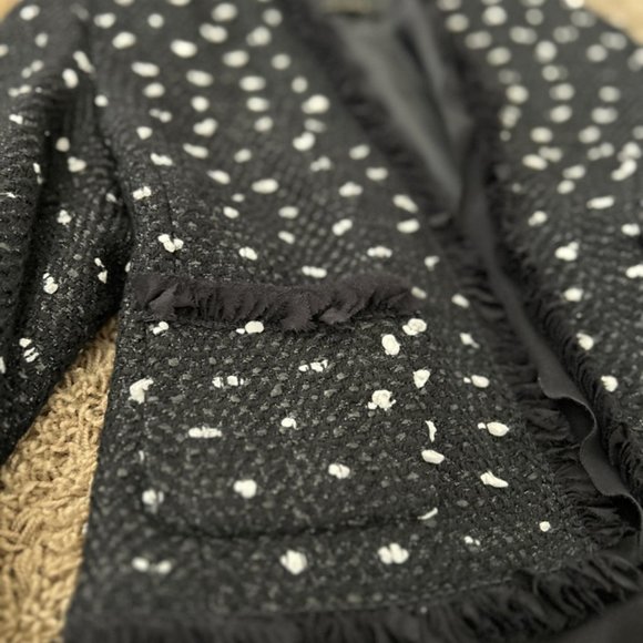 Escada Jackets & Blazers - Impeccable Vintage Escada Skirt and Tweed Jacket Set Black with White Accents